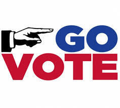 The words "Go Vote" with a hand pointing