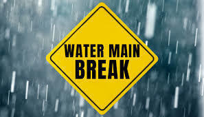 Water main break sign