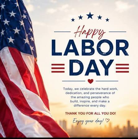 A "Happy Labor Day" photo with the American flag