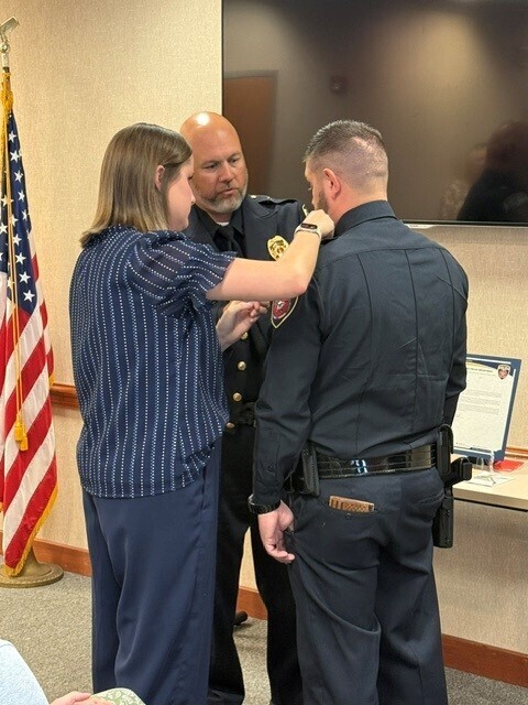 Sergeant Chris Green receiving his bas