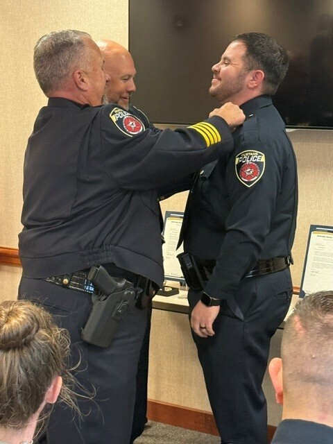 Sergeant Zach Phillips receiving his bars