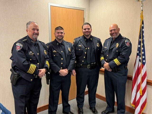 Chief Wallace, Sergeant Chris Green, Sergeant Zach Phillips and Deputy Chief Carpenter