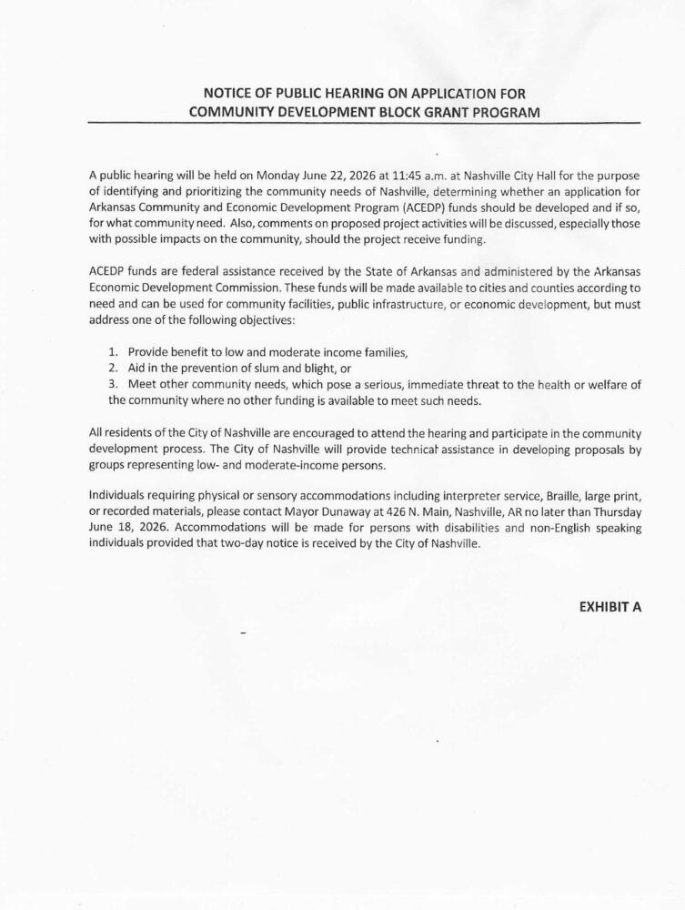 Notice of Public Hearing 