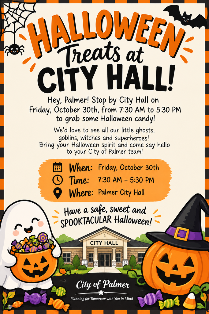 Halloween flyer for trick or treating at City Hall Oct 30th 730 am-530 pm