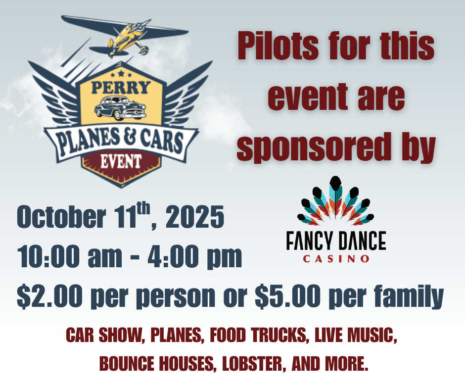 Pilots sponsored by Fancy dance for Perry Planes and Cars event this Saturday