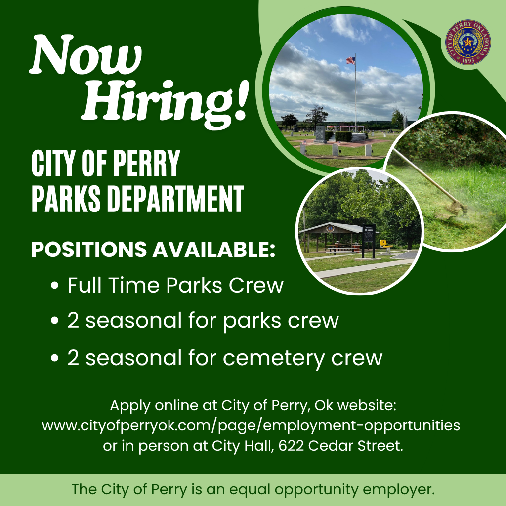 Parks Dept now hiring