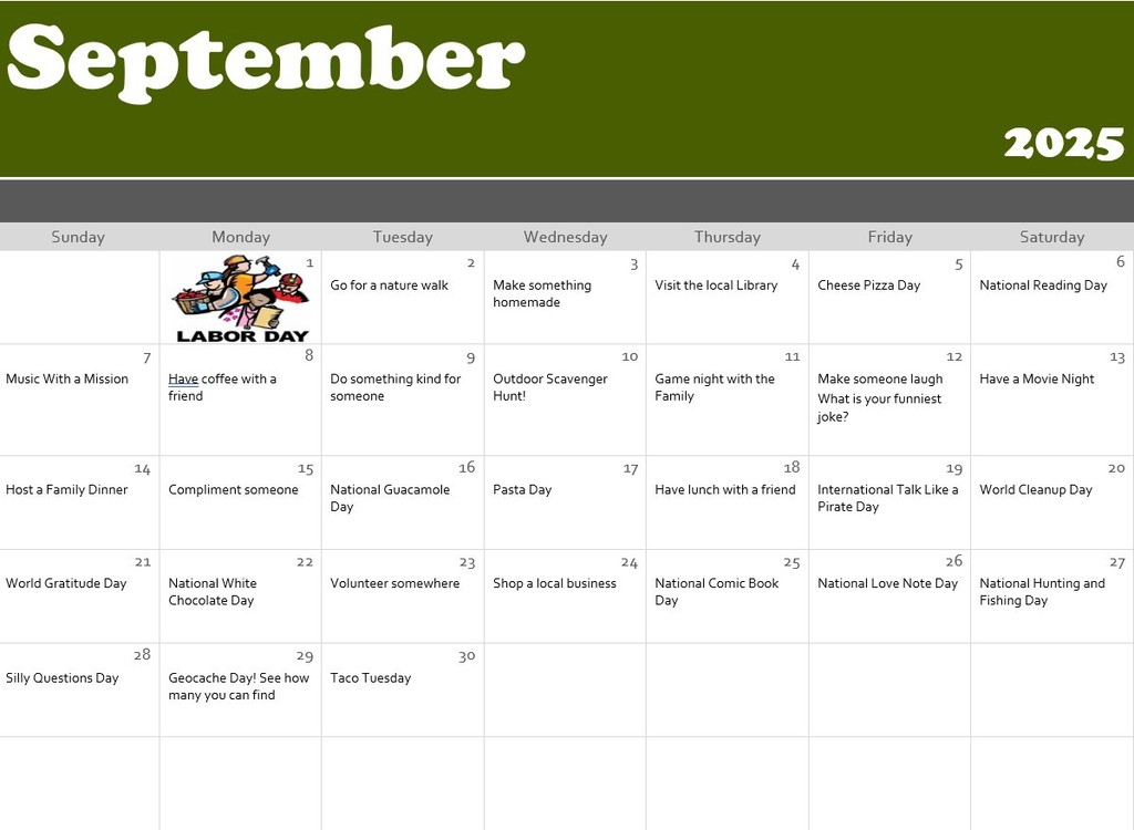 September calendar of events
