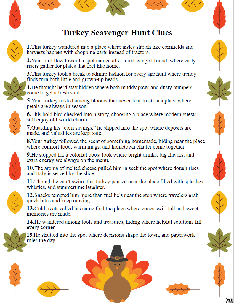 scavenger hunt clues