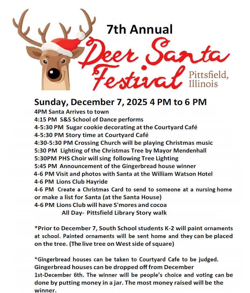 7th Annual Deer Santa Festival. Sunday December 7th 2025 4pm-6pm.