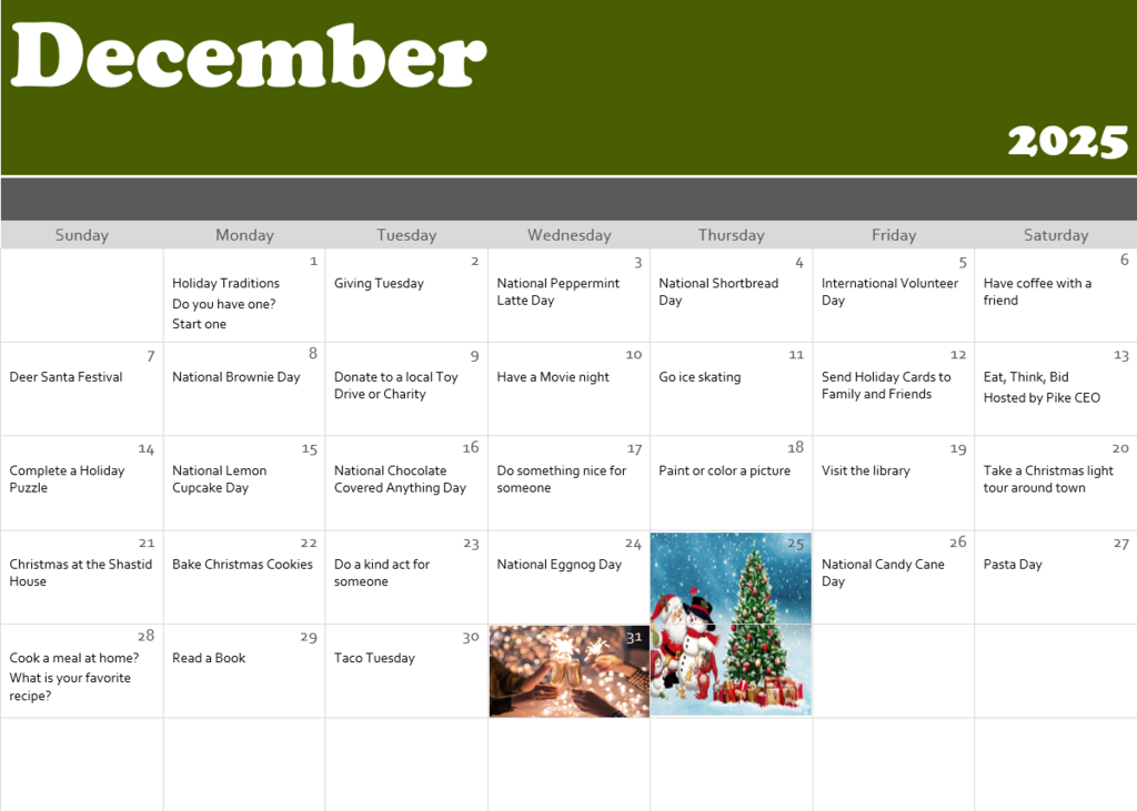 December calendar of events