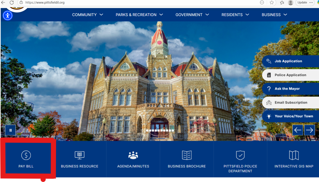 pittsfieldil.org then pay bill