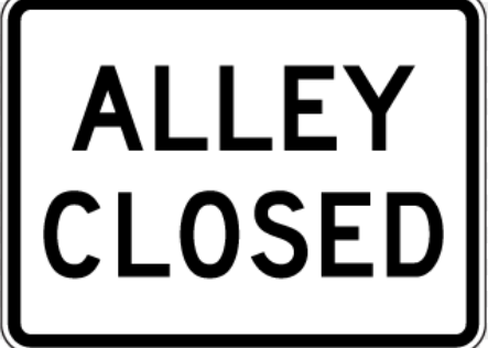 alley closed thursday march 26th