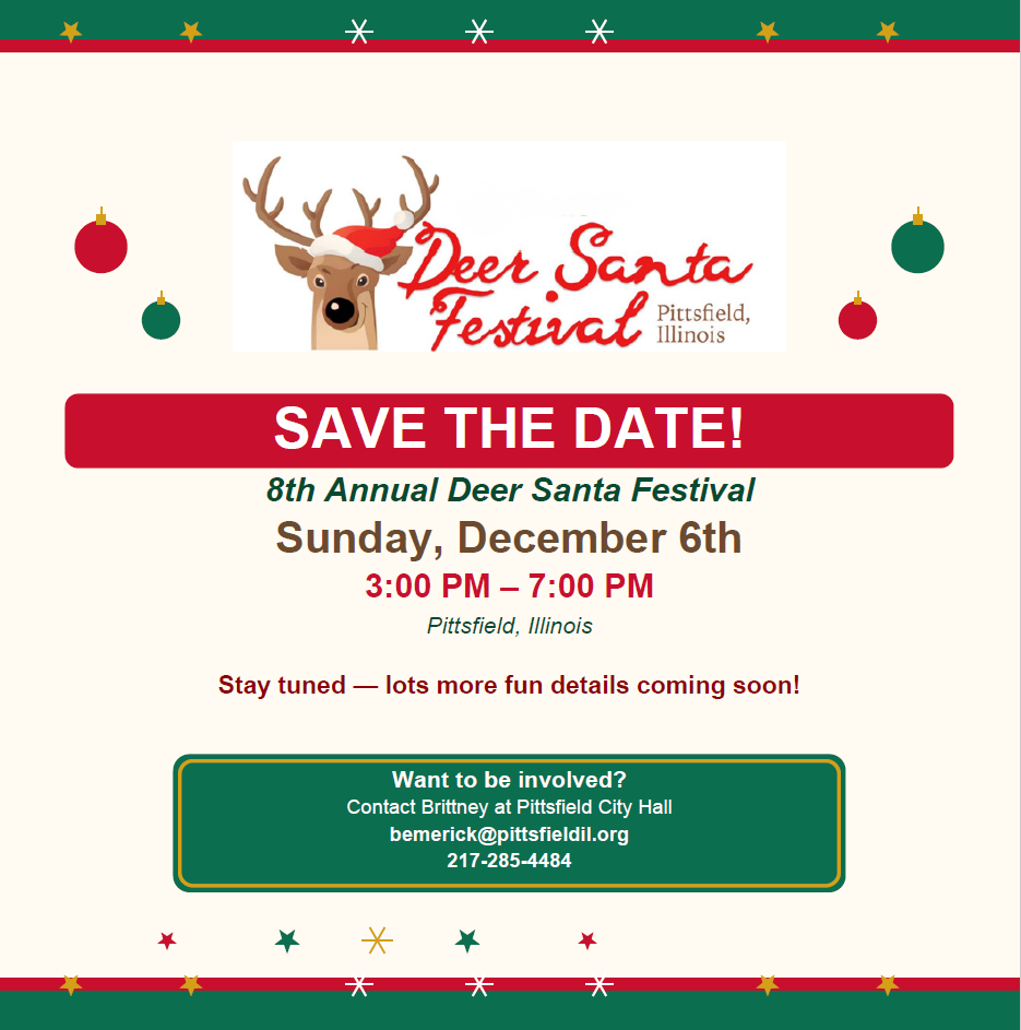 Deer santa festival Save the Date festival Sunday December 6th from 3-7pm