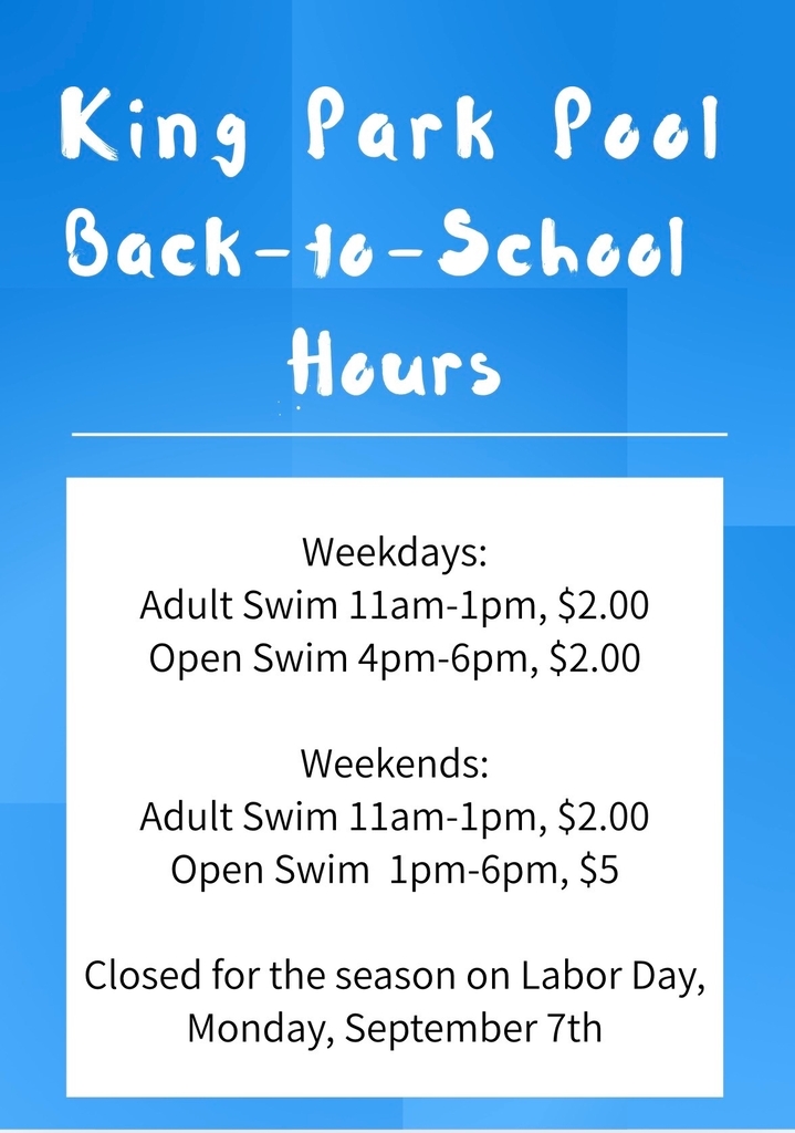 king park pool back to school hour