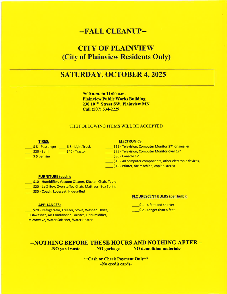 October 4, 2025, Fall Clean-Up