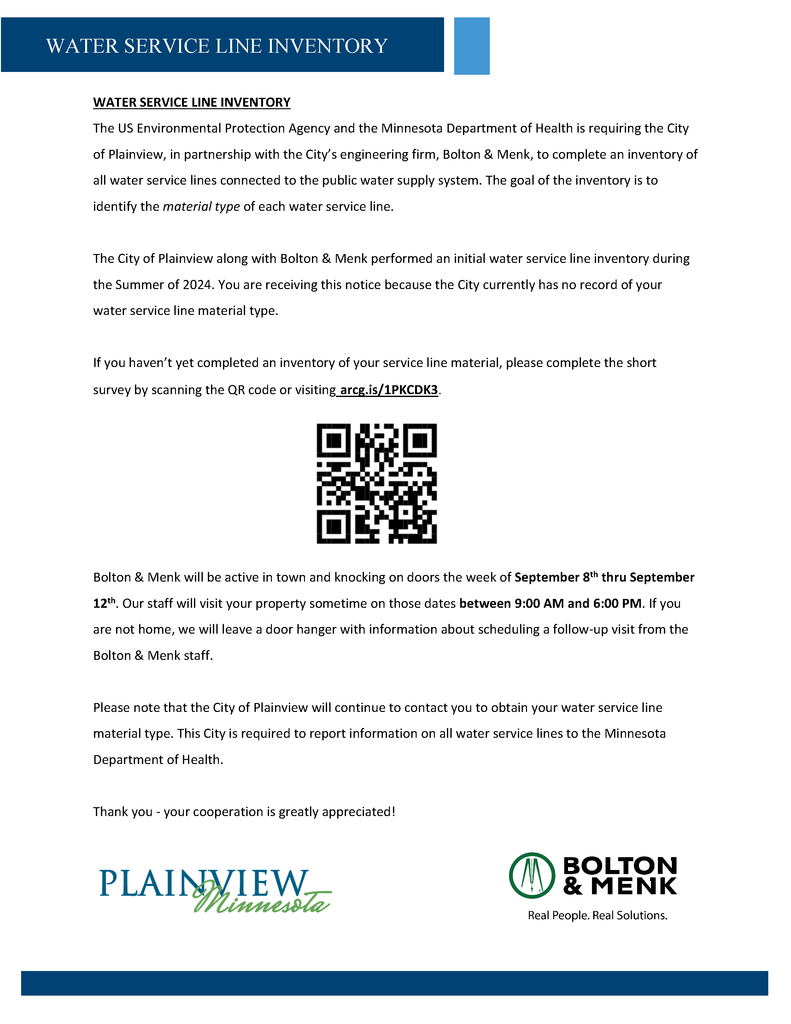 Water Service Line Inventory Letter to Residents