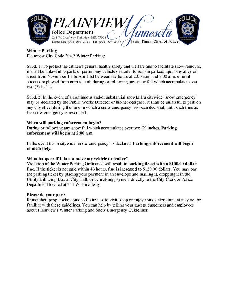 Winter Parking-Snow Ordinance