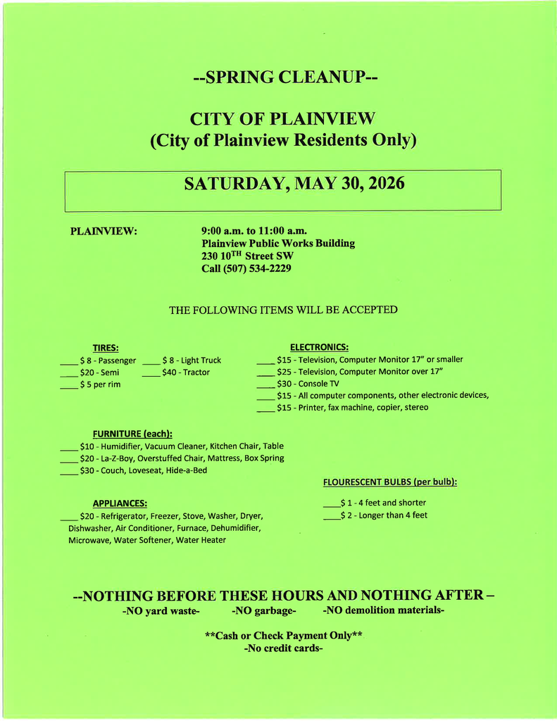 Spring Clean-Up Flyer- May 30, 2026.