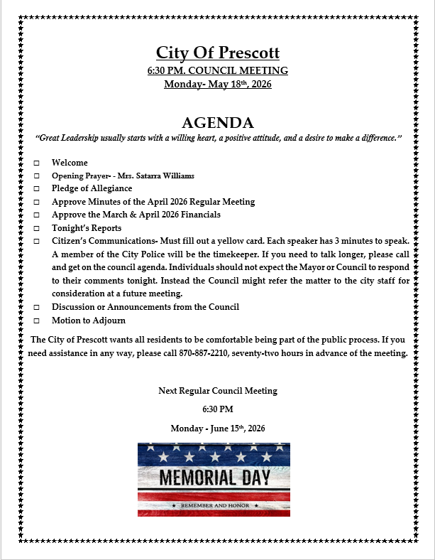 June Agenda