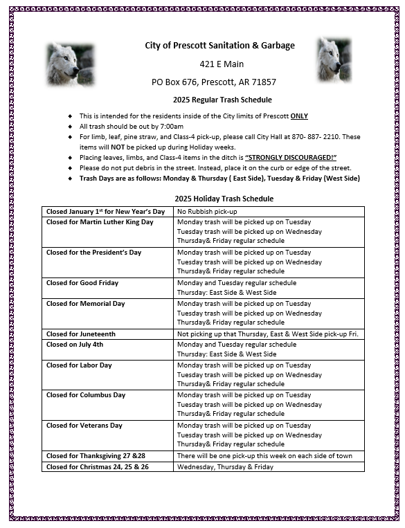Trash Schedule 2025
