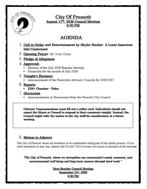 August Agenda