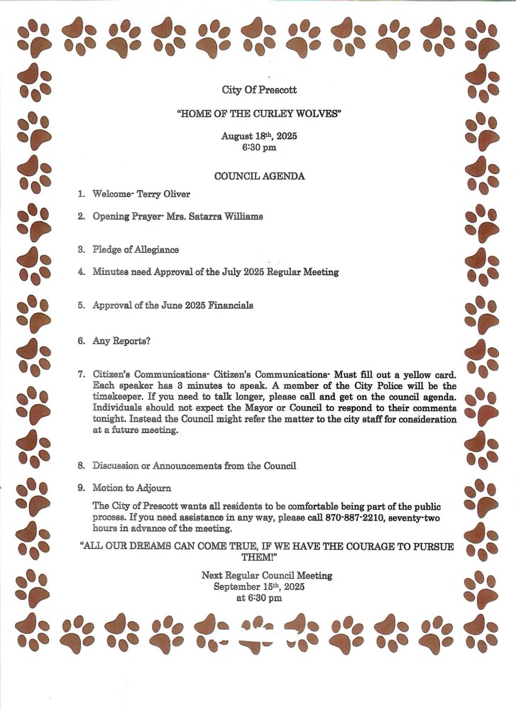 August Agenda