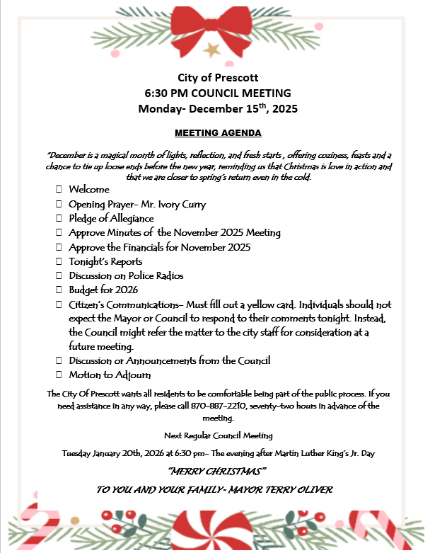 Dec. City Council Meeting