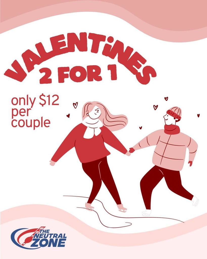 valentines 2 for 1 skating. only $12 per couple! 