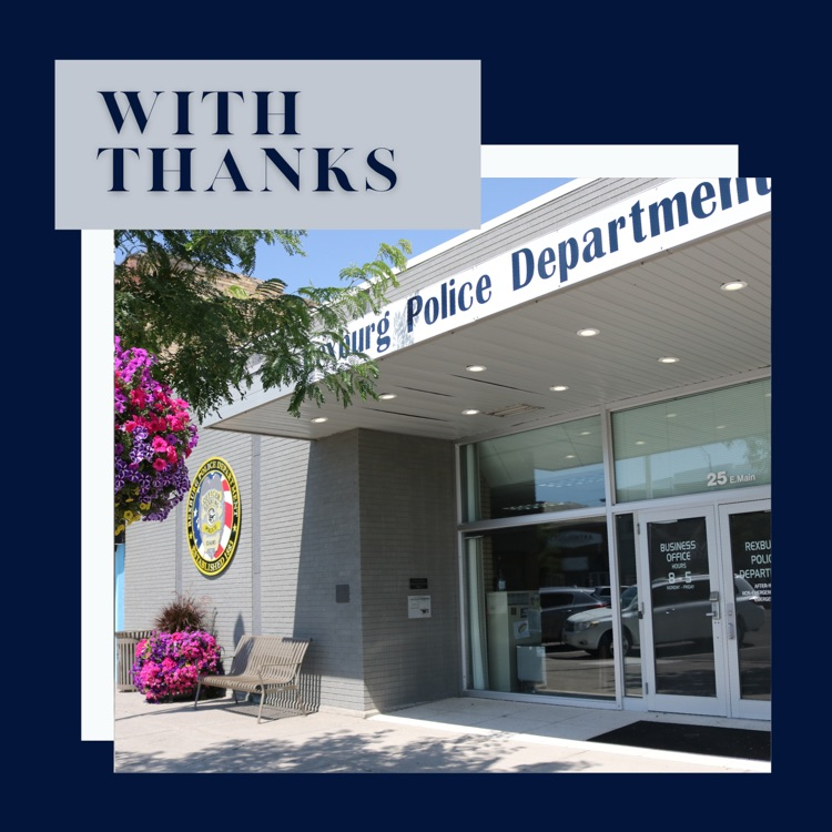 photo of the police station and text box “with thanks"