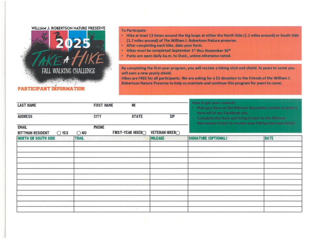 WJR Nature Preserve 2025 Walking Challenge