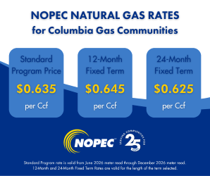 NOPEC Natural Gas Rates for June to December 2026