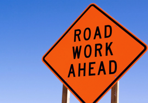 ROAD WORK AHEAD, S HICKIN AVE