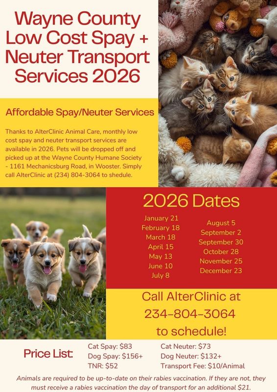 Wayne Co Spay and Neuter Dates 2026