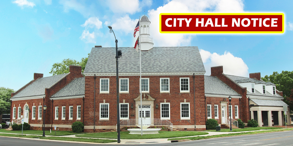 City Hall Notice with photo of City Hall