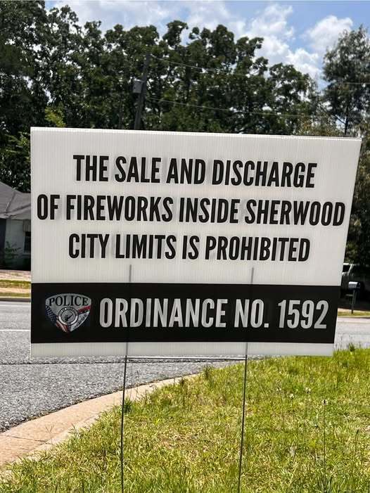 July 4th Ordinance No. 1592 sign