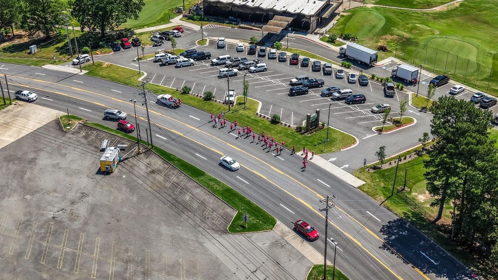 Drone footage from Sherwood PD officers running.  