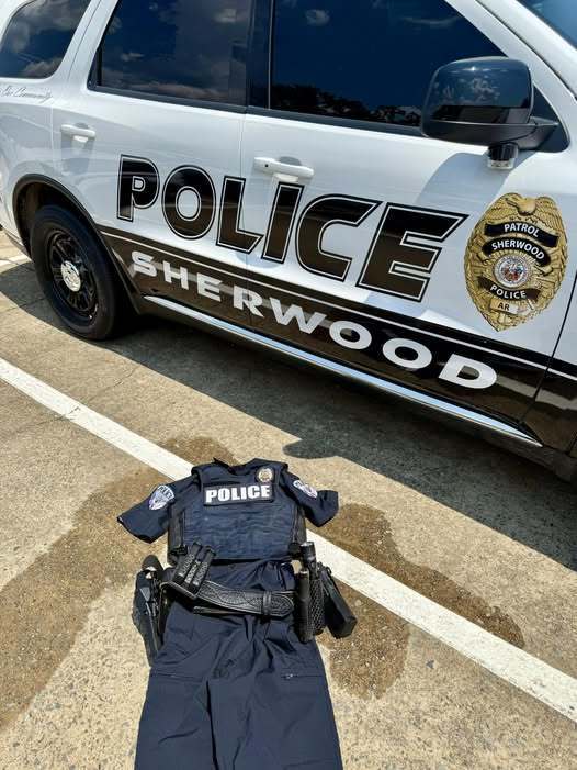 Police car with melting uniform