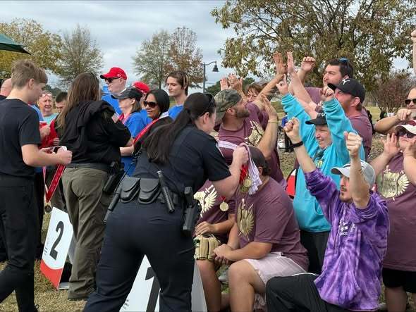Captain Hartman passing out awards
