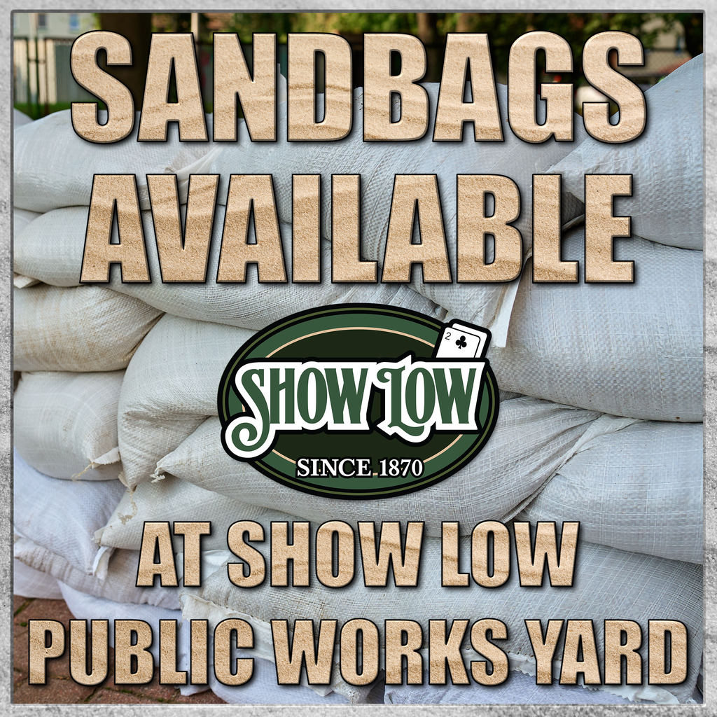 Graphic telling people sandbags are available at the Show Low Public Works Yard