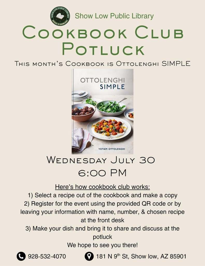 Cookbook Club Potluck Flier