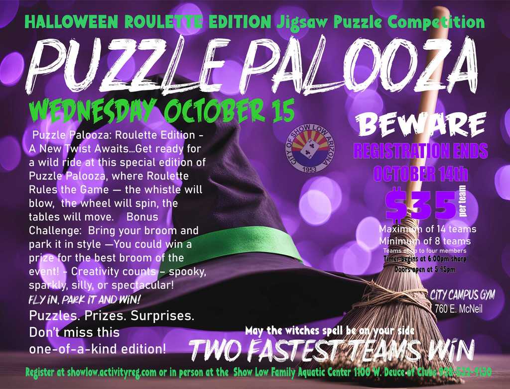 Register now for Halloween Puzzle Palooza with a twist ..