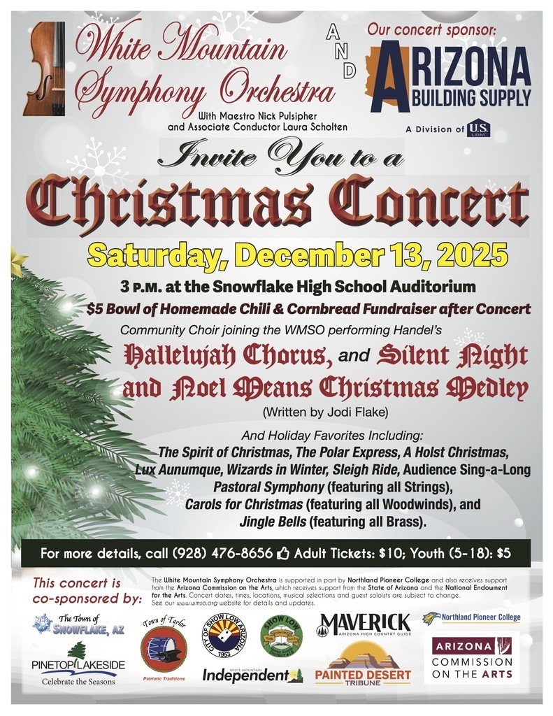 White Mountain Symphony Orchestra Christmas Concert Flyer