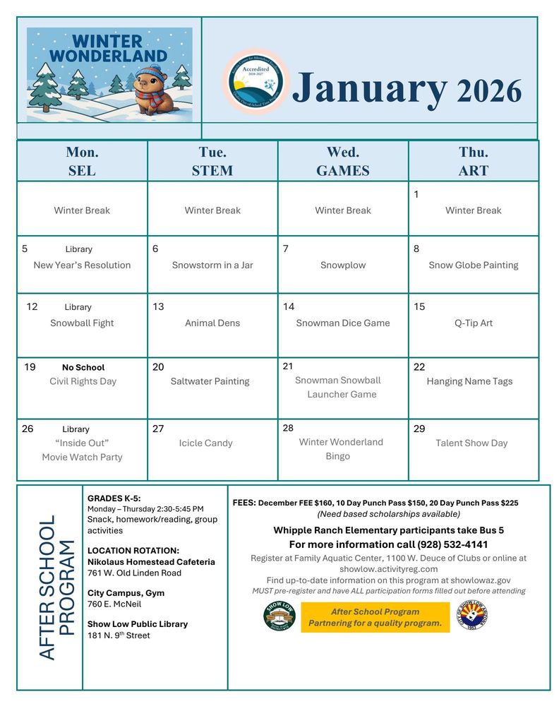 After School Program January 2026