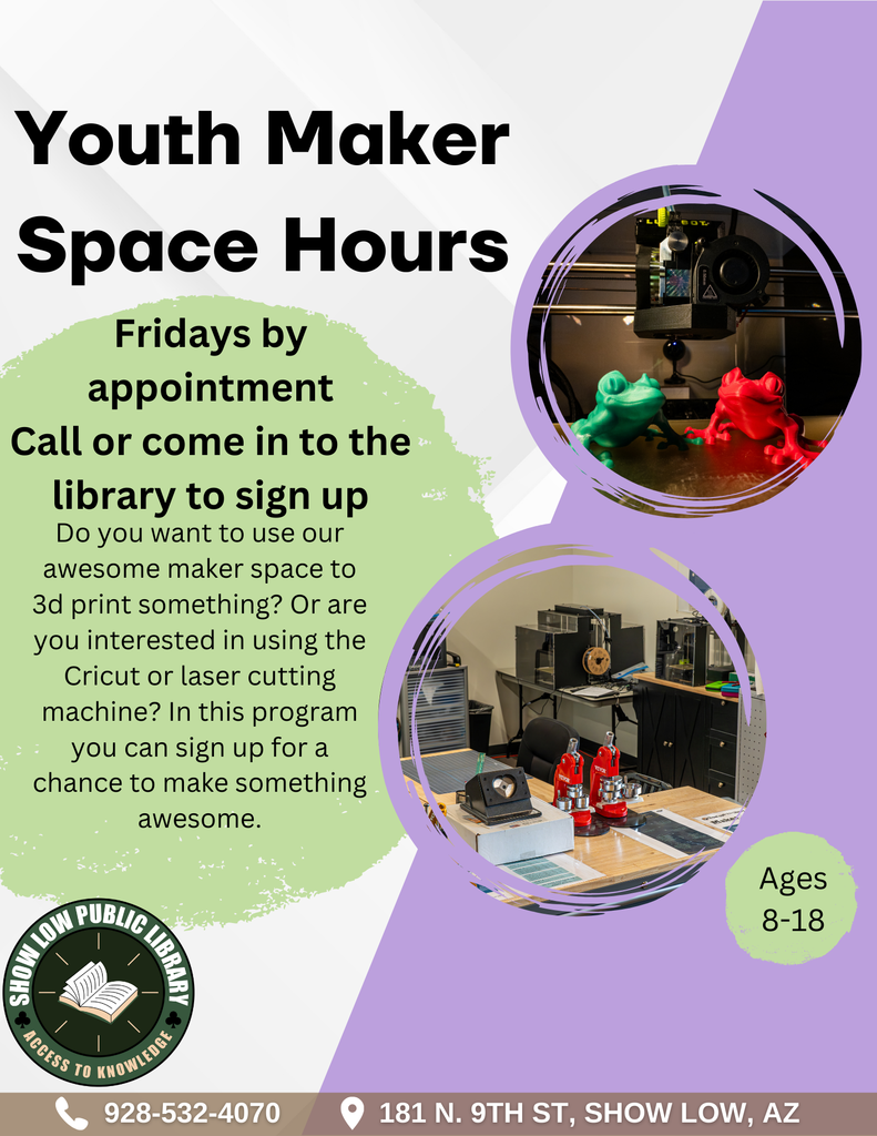Youth Maker Space Hours flier