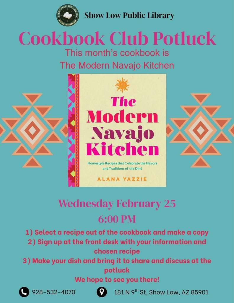 Cookbook Club Potluck Flier