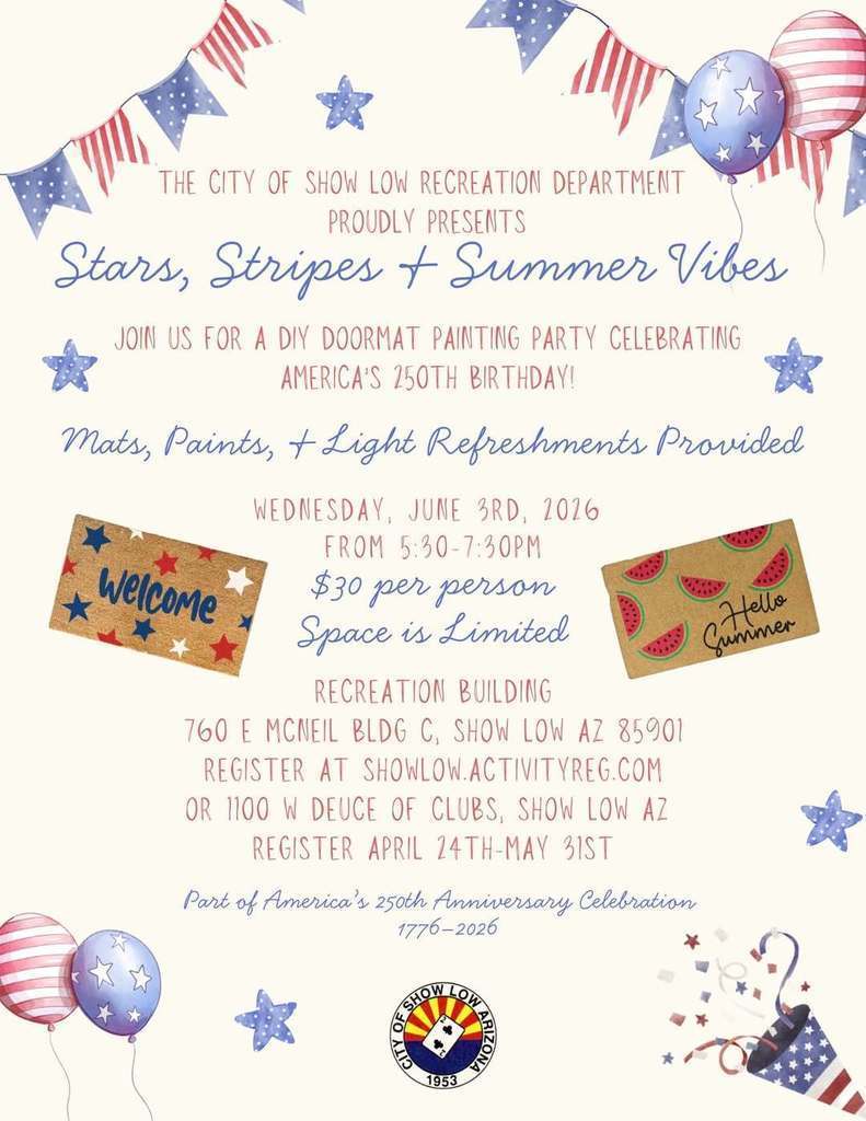 Stars, Stripes, and Summer Vibes Doormat Painting Flier