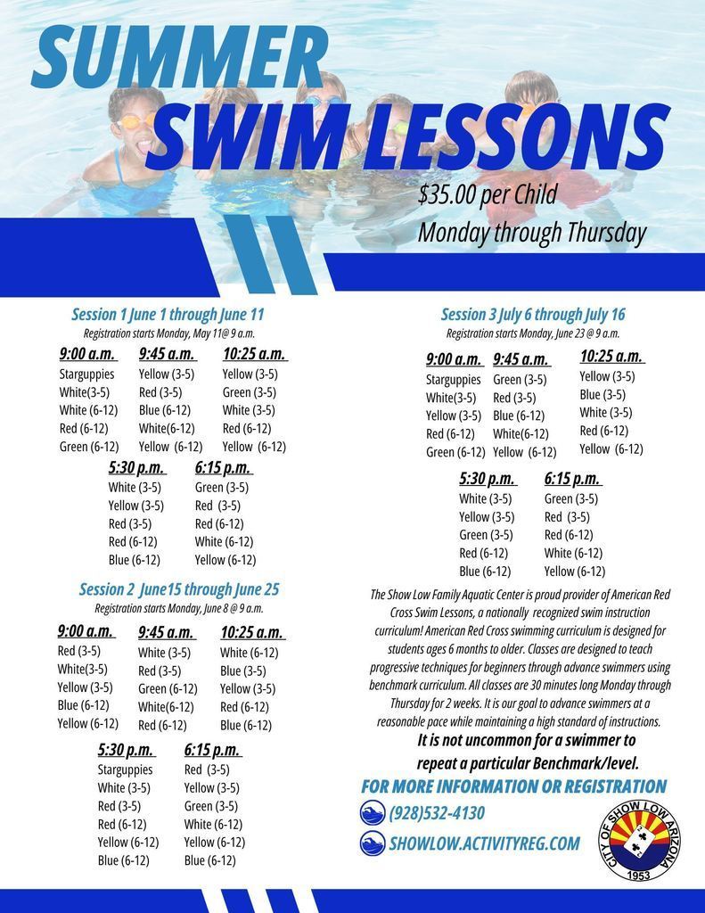 Swim Lessons Sessions Flier