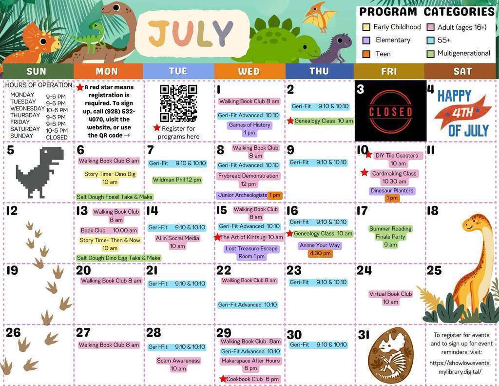 Library Event Calendar for July