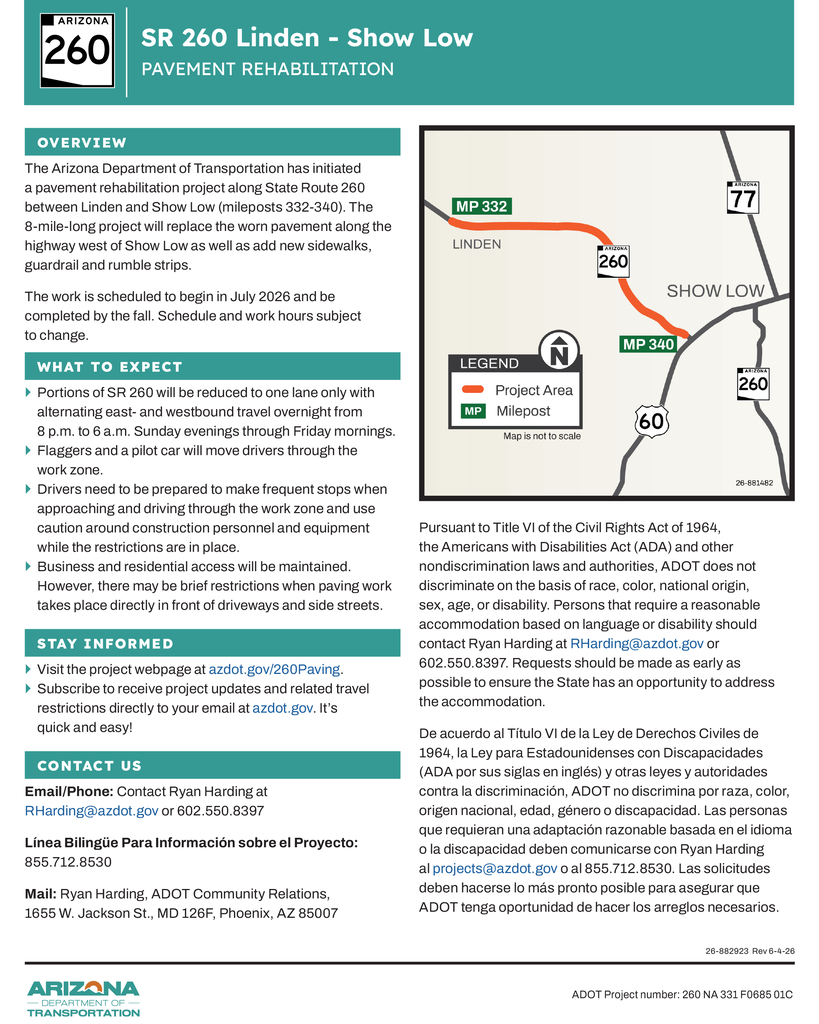 State Route 260 Project Description