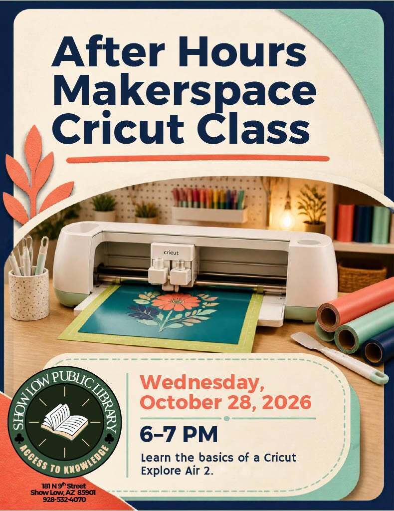 After Hours Makerspace Cricut Class Flyer